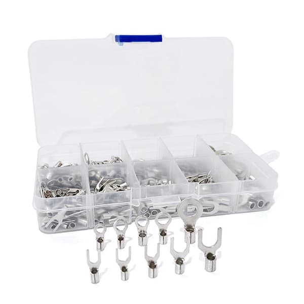 320 STK Messing Uisolerede Ringgaffel Terminal Krympe Elektriske Ledningsterminaler
