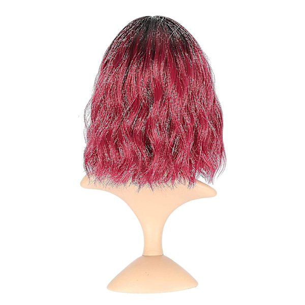 Ombre Färg Naturlig Vågig Bob Peruk Med Air Bangs Kort Bob Peruker Dam axellängd Peruk Svart Till