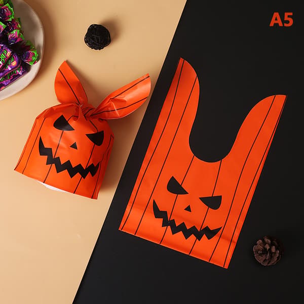 50 stk. Halloween slikposer Øre Plastikpose Til Børn Gave Biscu A2