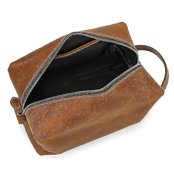 Toalettväskor i äkta läder Herr Tvätt Rakning Dopp Kit Kvinnor Resesminkning Kosmetiska påsfodral