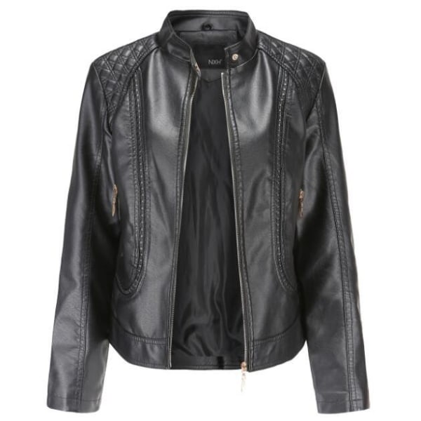 Damejakker i kunstlæder, motorcykelkappe black XL