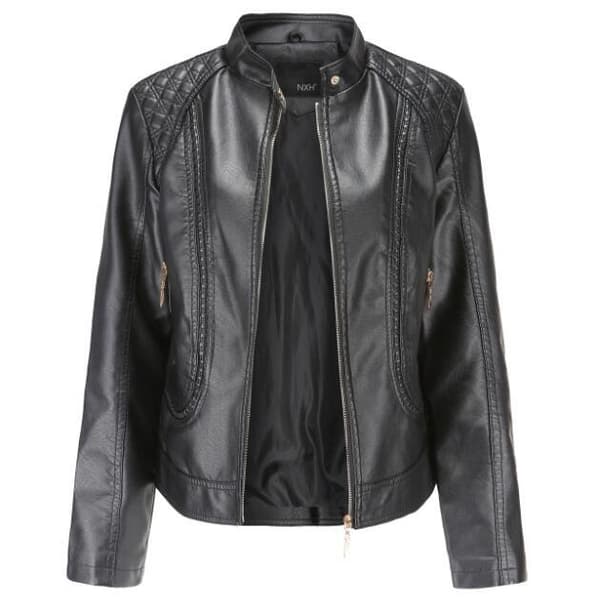Damjackor i konstläder, motorcykelkappa black L