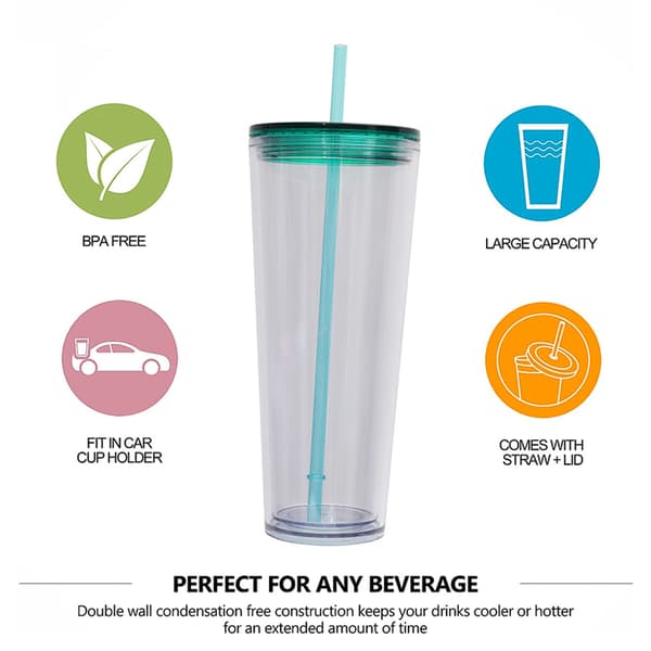 750ml dubbellagers plastmugg, genomskinlig dryckesmugg med lock Army green