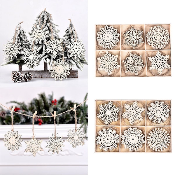 24 st Snöflinga trähängen Julgranshängande B B