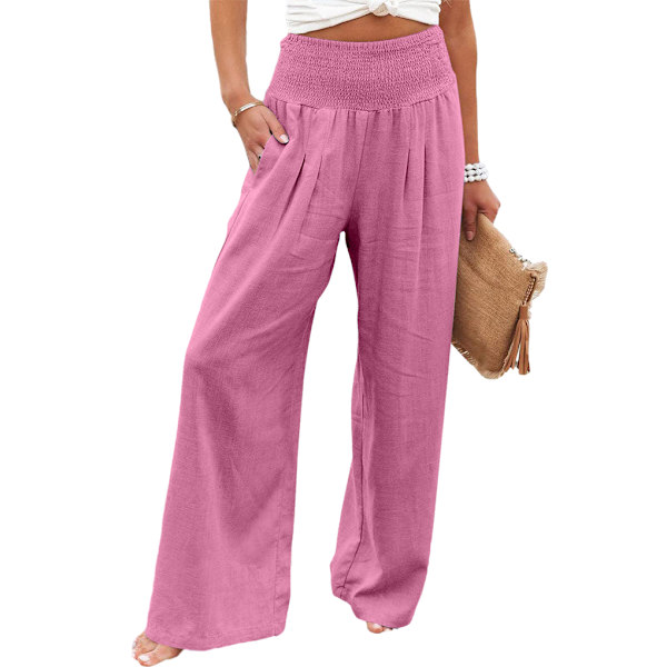 Dame sommerbukser Lommer løse Casual Wide ben Pink L