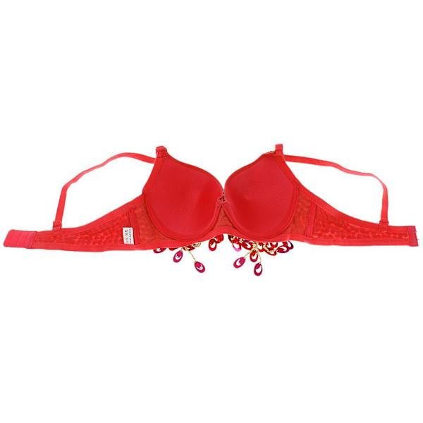1/2/3 Magdans Perlebesatt BH Paljetter Topp Sexy Dansende Sanger Red 36 Size 1 Pc