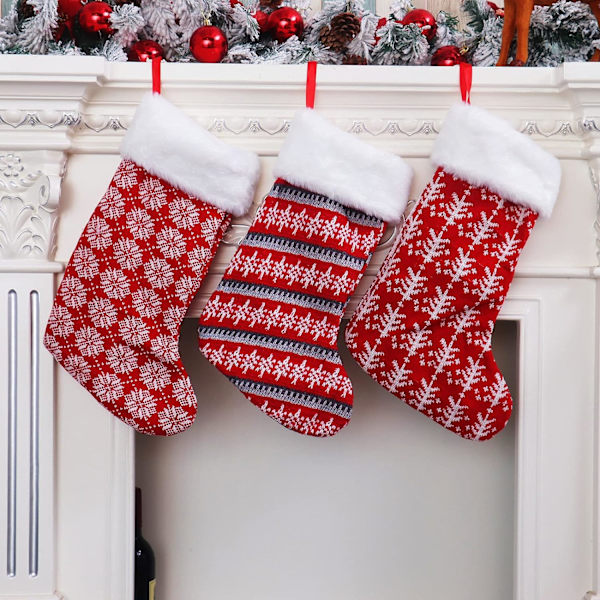 Red Print Tyg Julstrumpor Kit - Klassisk julklapp