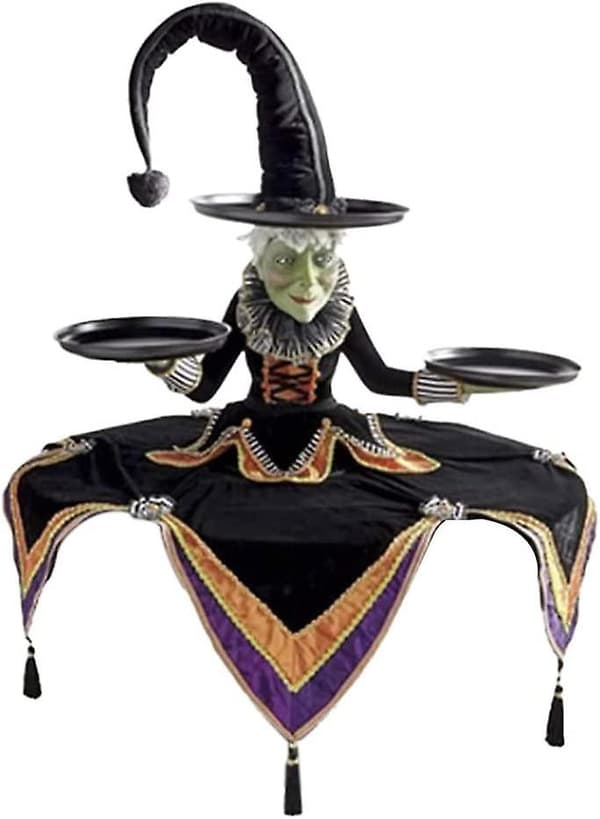 2st Halloween Witch Bordsserver Häxa Med Hatt Display Godiskål Stativ Tiered Brick Dessertställ