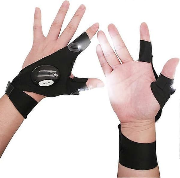 LED lommelygtehandsker, fiske-LED-handsker, store hænder, LED-lyshandske