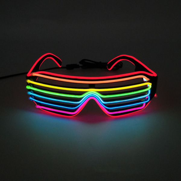 7 Färgade LED Glasögon 6V Glasögon Justerbara Neon EL Wire Glow Glasögon Shutter Rave Solglasögon för Halloween Festival Party