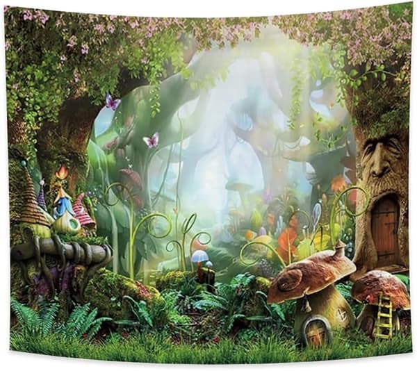 200x150cm Soppskog Gobelin Alvehytte Psykedelisk