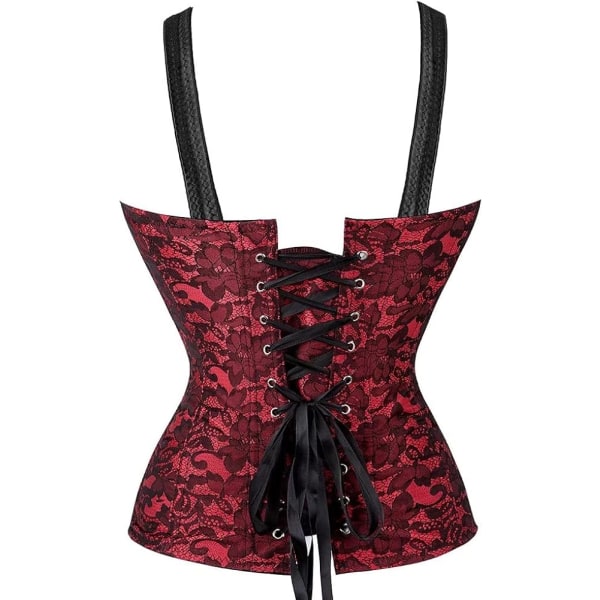 Korsetter för kvinnor Overbust Bustier Top Gothic Sexy Shoulder Red 2928 L