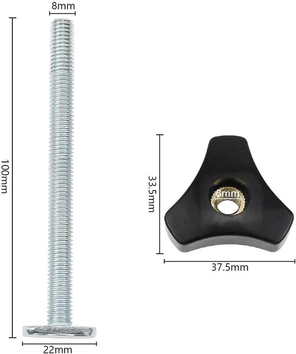 Metal T-Clamp för M8 T-Track - Snabbverkande set