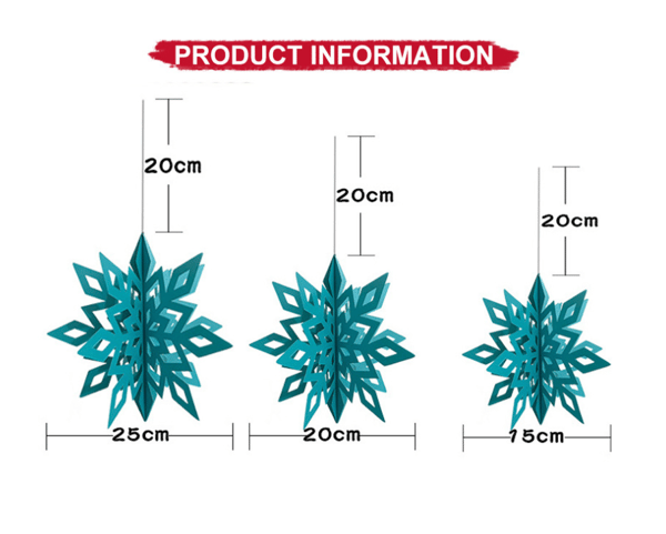 3D Snefnug Ornament Papir Hængende Snefnug med snor til silver