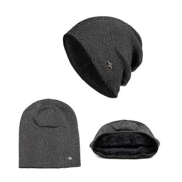 Mænd Vinter Varm Hue Voksen Strikket Casual Beanies Bomuld Uld Huer