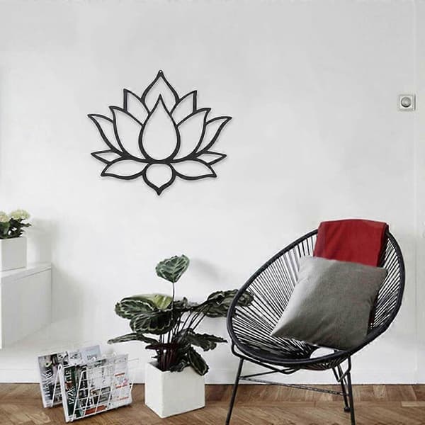 Väggdekor i metall Blomma Lotus Väggkonst Skyltdekorationer för vardagsrum Hotell