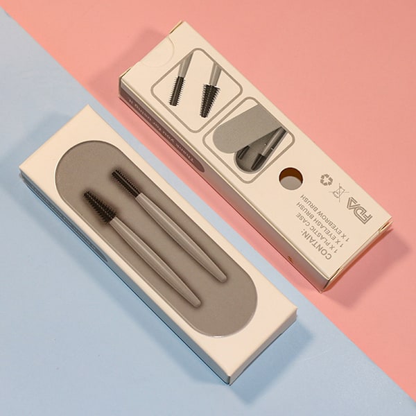 2 stk/karton Silikone øjenvippebørste til rengøring af makeup Mascara øje Gray
