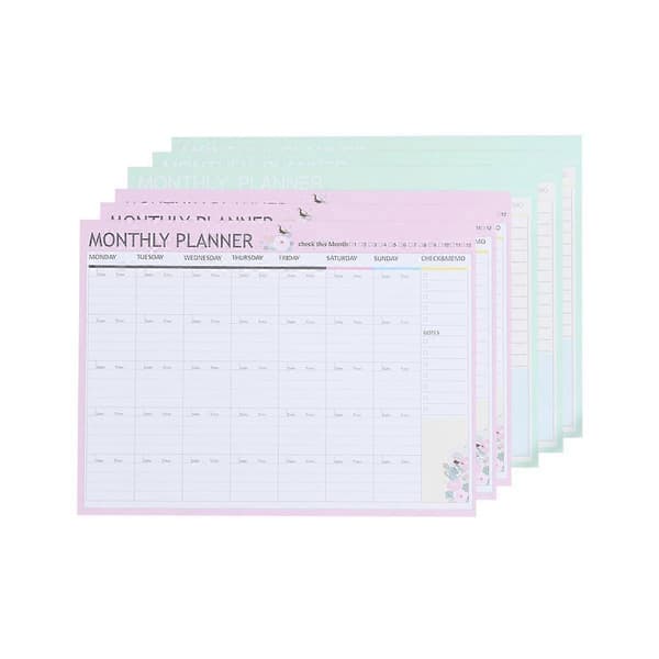 20 ark Månedlig Planlægger Kalender Tidsplan Organiseringsagenda Tidsplan Organiseringsnotesbog (Pink Grøn Blandet)