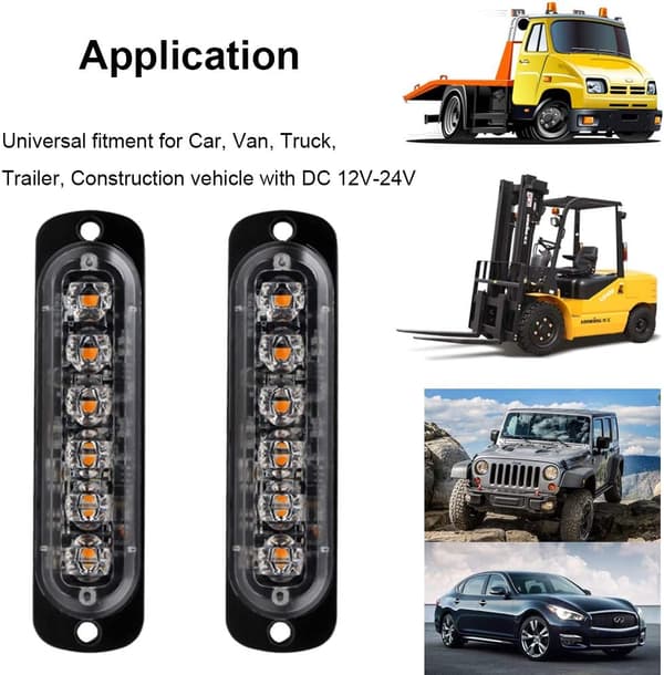 4st 12-24V Ultratunn Ljusramp Nödstrob Larm Lampa - Fla