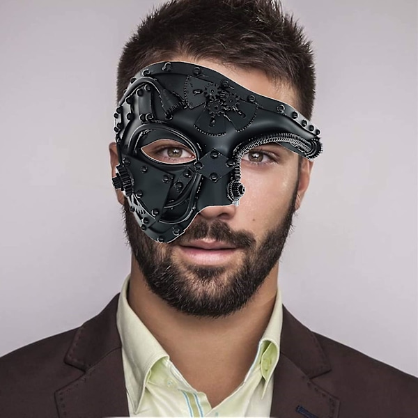 Robotmask i metall, maskeradfest för Halloween Silver