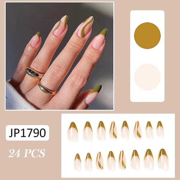 24 stk. blanke falske negle mode manicure patch falske negle