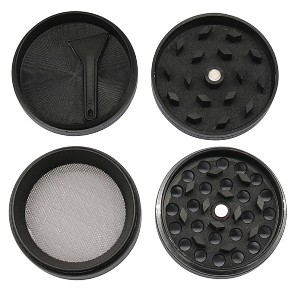 Kvern Pollenkross 4 deler Sett Urtekvern Sinklegering for Black
