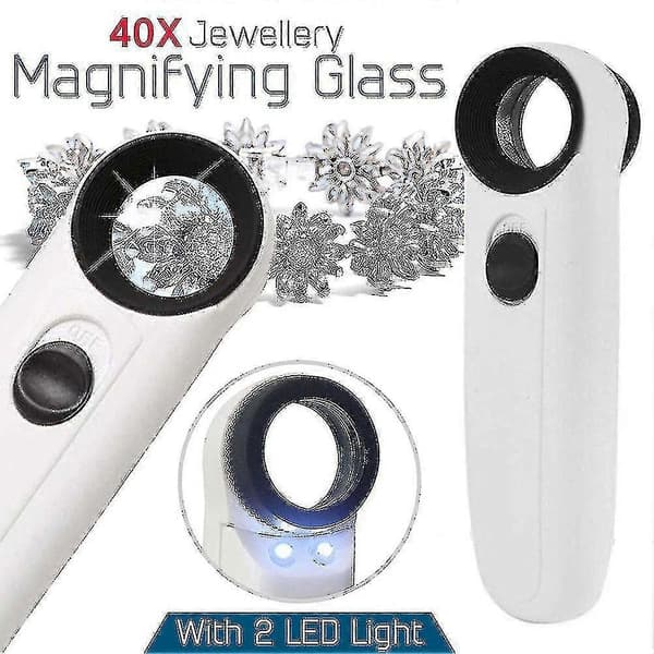 1 st Förstoringsglas 40x Handhållet Smyckesförstoringsglas med 2 LED-lampor