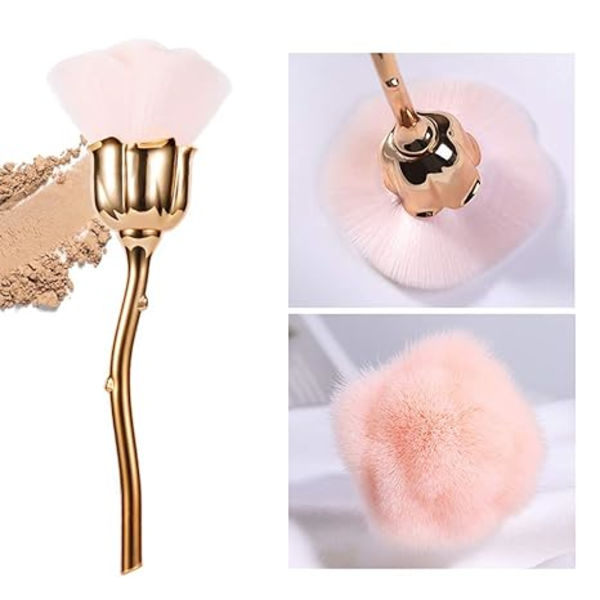 Manikyr Dust Brush, Pink Rose Brush, Lämplig för nagelklippning