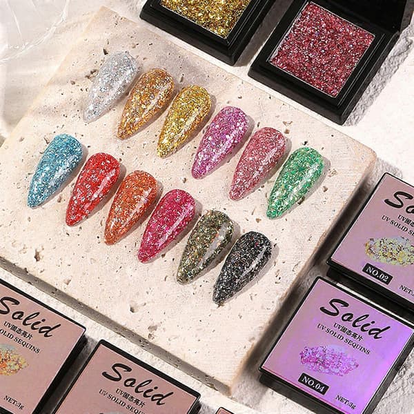 Kosmetiskt glitter fast pulver löst glitter fast pulver för kropps- och nagelmakeup
