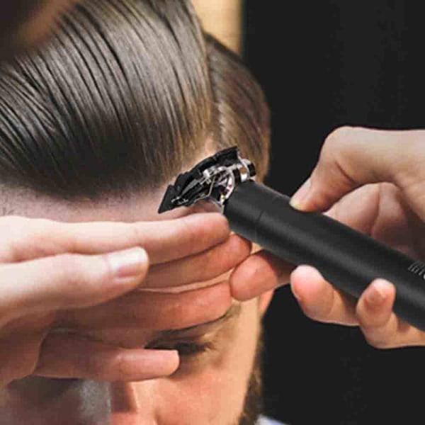Hårklippare för män, sladdlös uppladdningsbar hårtrimmer i metall Black