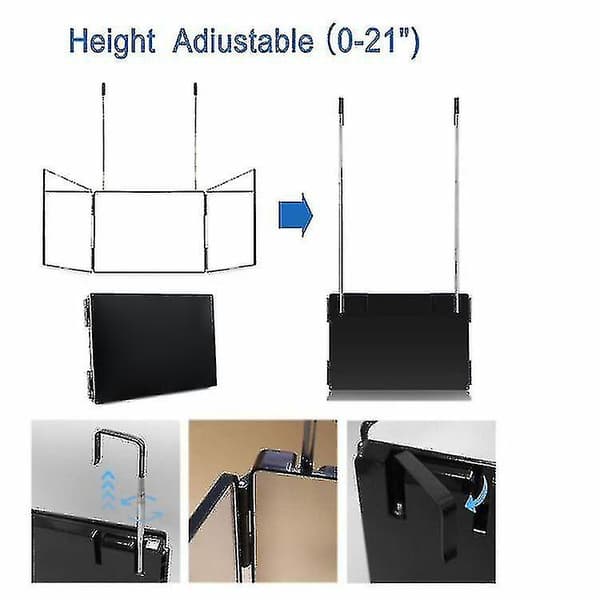Udtrækkelig hængende tresidet foldbar makeupspejl