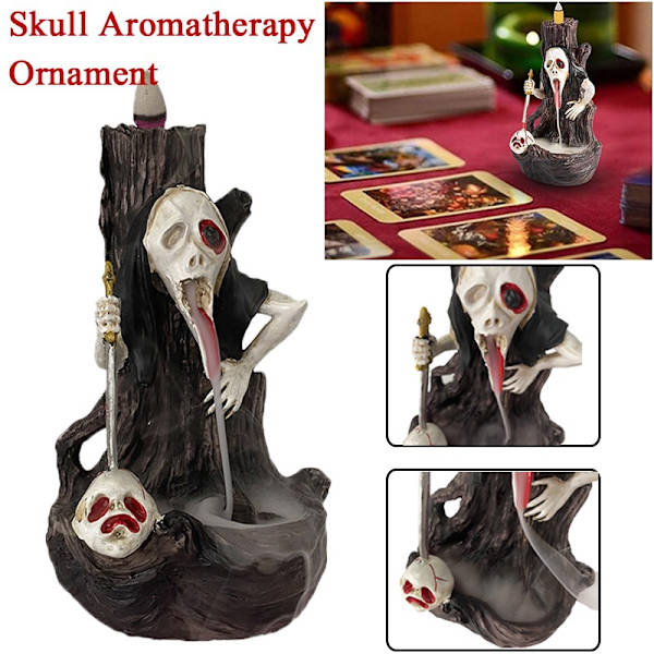 Kreativt malet kranie backflow røgelse halloween aromaterapi