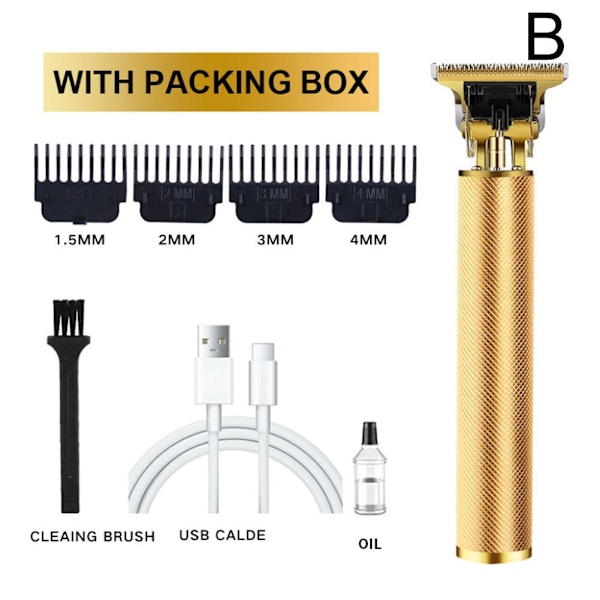 Elektrisk Hårklippare Trimmer USB Uppladdningsbar Razor Clipper Sha gold 1 set