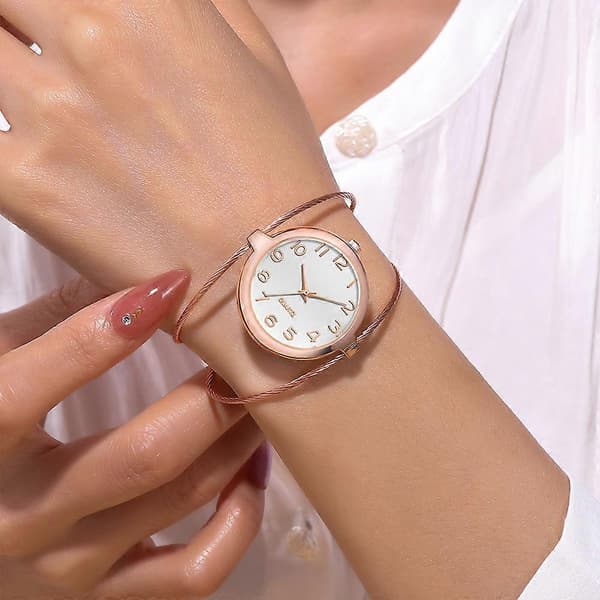 Justerbar Stållænke Armbåndsur, Quartz Armbåndsur til Kvinder, Rosaguld