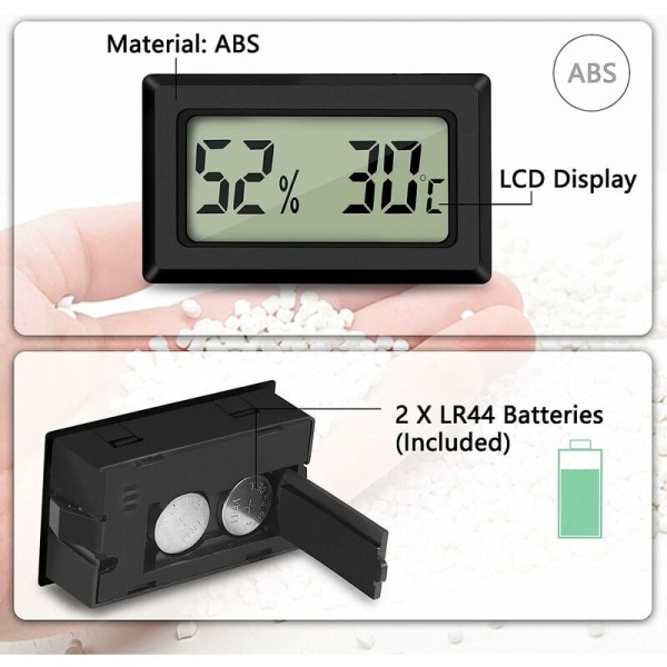 Trådlös Celsius Svart 5 st Djuruppfödningslåda Elektronisk digital display Fahrenheit termohygrometer