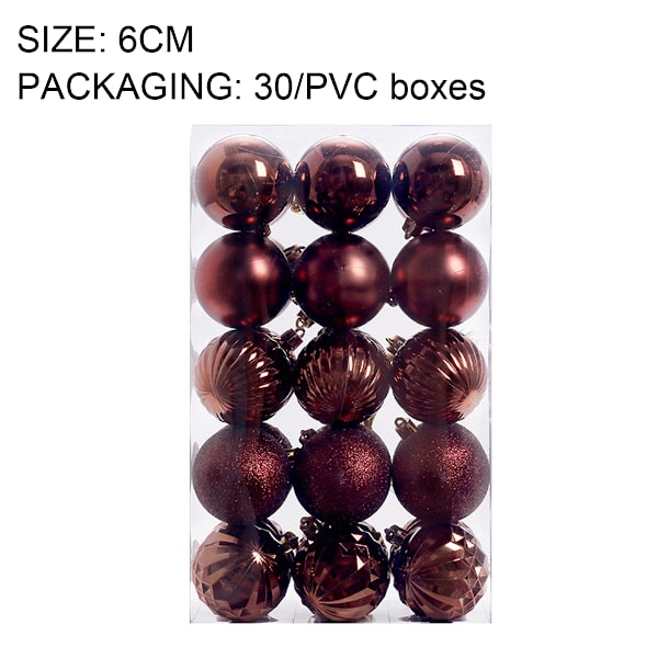6cm julkulsprydnader 30 st Liten splittersäker Coffee color