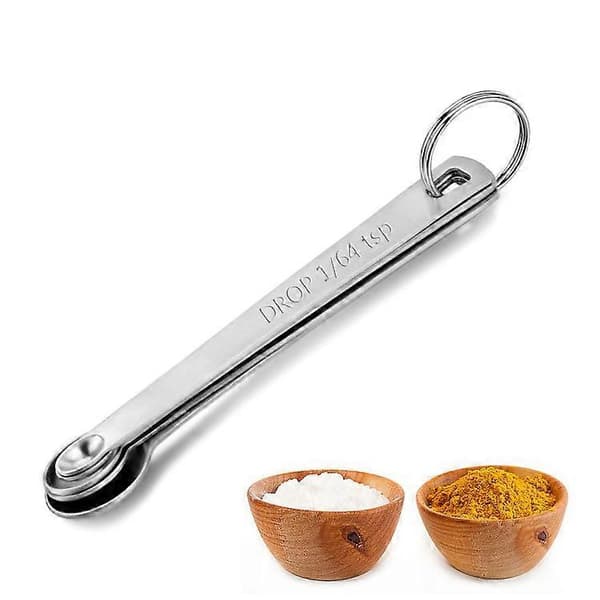 Mini måleskjeer i rustfritt stål, 5-delt sett for kjøkkenkrydder – målekombinasjon