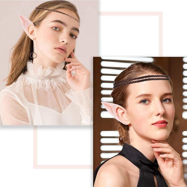 Latex Elverøre Pixie Udklædningskostume Blød Blonde Goblin Fe Gold+brown