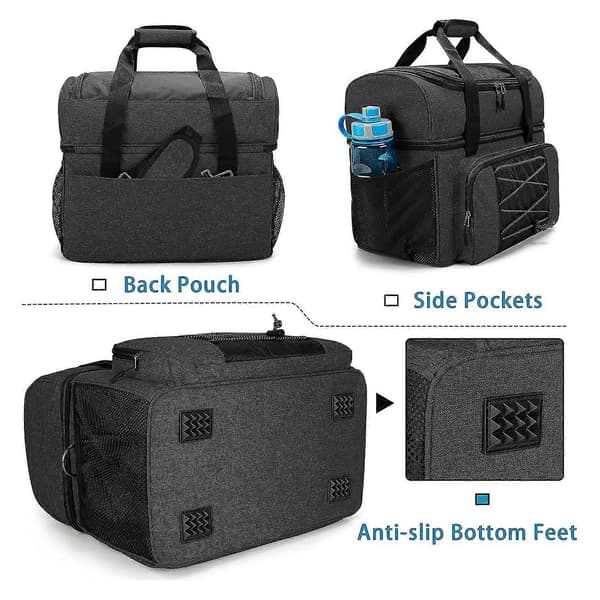 Bowlingbag for 2 kuler, bærbar bowlingbag med polstret kuleholder for dobbelkule og par bowling sko opp til herre 16