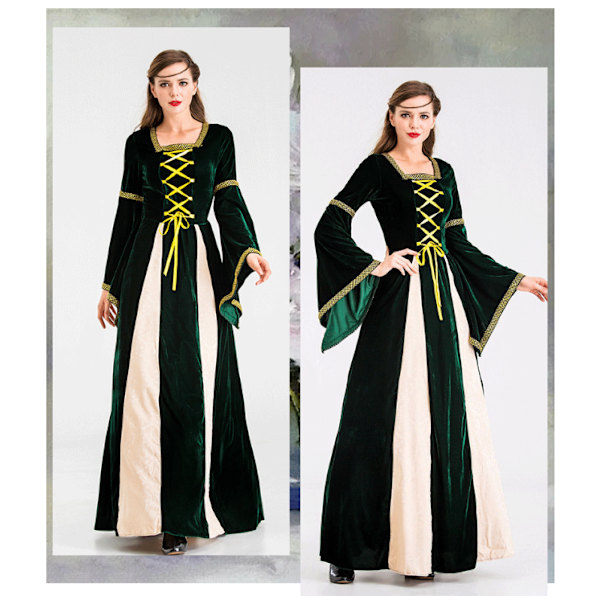 Naisten renessanssimekko Halloween-juhliin M green