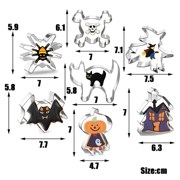 7 stk. Halloween forme i rustfrit stål til fremstilling 3