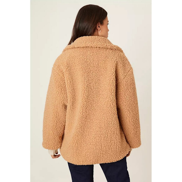 Dorothy Perkins, dame/dame, kort teddyfleece Petite Coat Camel M
