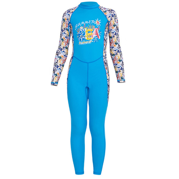 Børn Helkrops Langærmet Badedragt Børn Solbeskyttende Surf Svømning Blue L