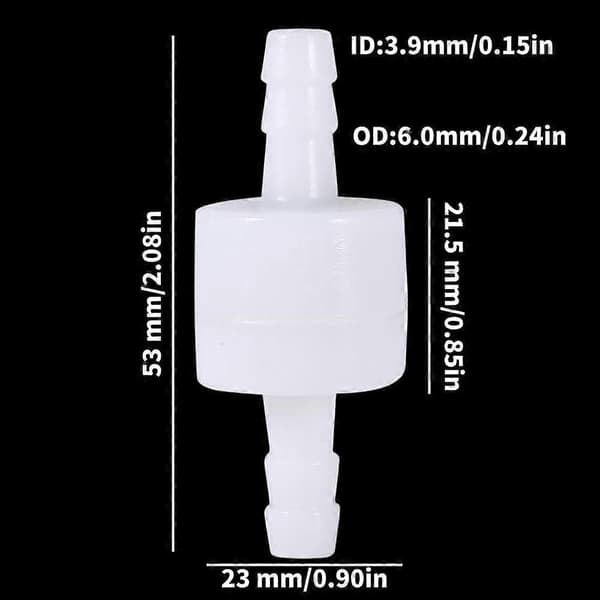 Plastik kontraventil, 2 stk. 4 mm envejs kontraventiler til vand, olie, gas