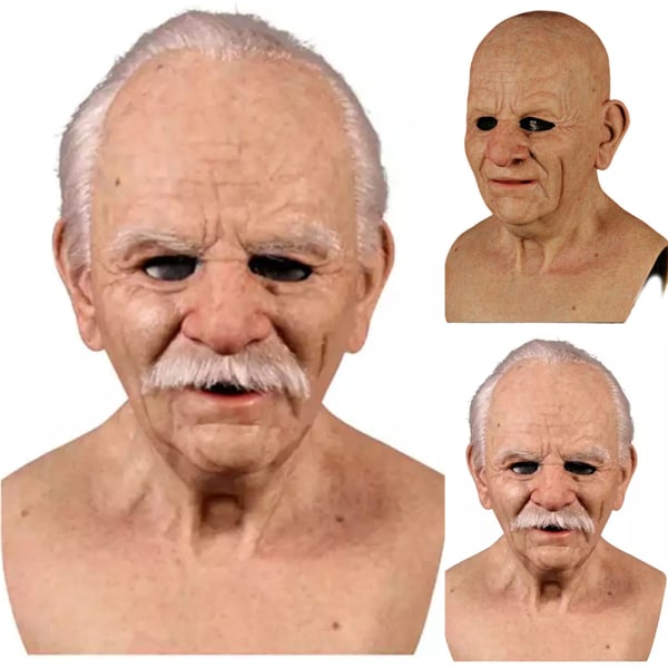 Old Man Mask Disguise Cosplay Realistisk Halloween Party Mask 1