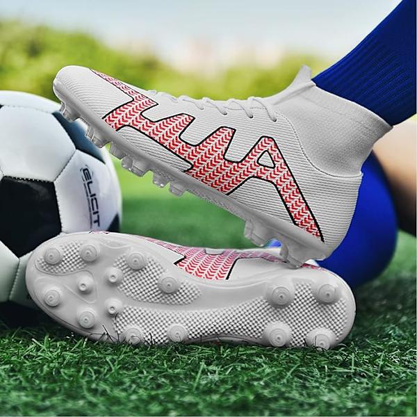 Fotbollsskor Herr Outdoor High Top Spike Ceats Fotbollsskor Professionell friidrott träningsskor white EU46