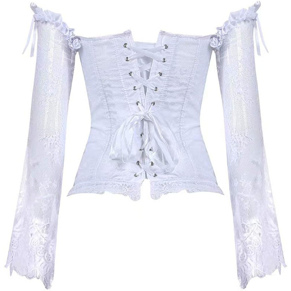 Korsetit naisille Overbust Bustier Top Gothic Sexy Shoulder 8127white 4XL