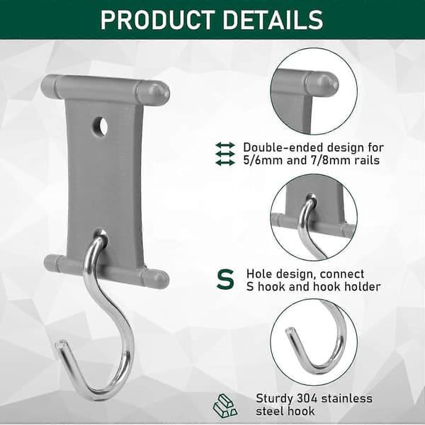 16 stk. Markisekroker til Bobil, Campingvogn, Campingtelt, Innendørs og Utendørs, for 5/6 mm og 7/8 mm Skinner