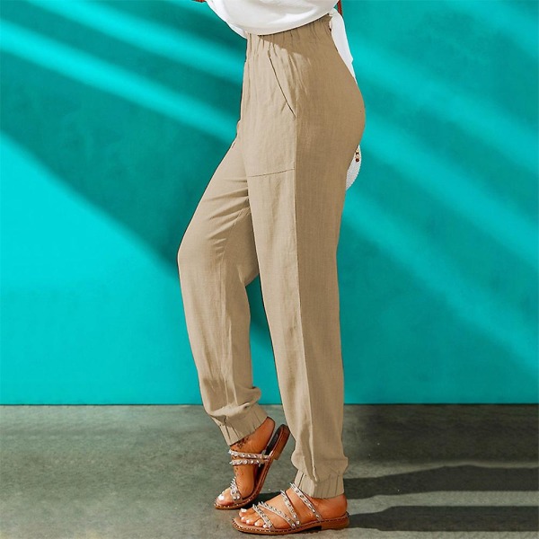 Dame Rynket Stretch Harem Bukser Khaki 2XL
