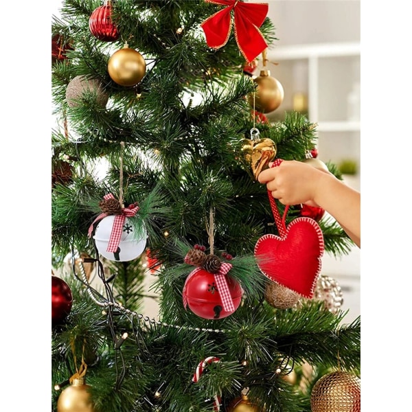 Christmas Metal Jingle Bell med bowknot hamparep hänge white 15*9*9cm